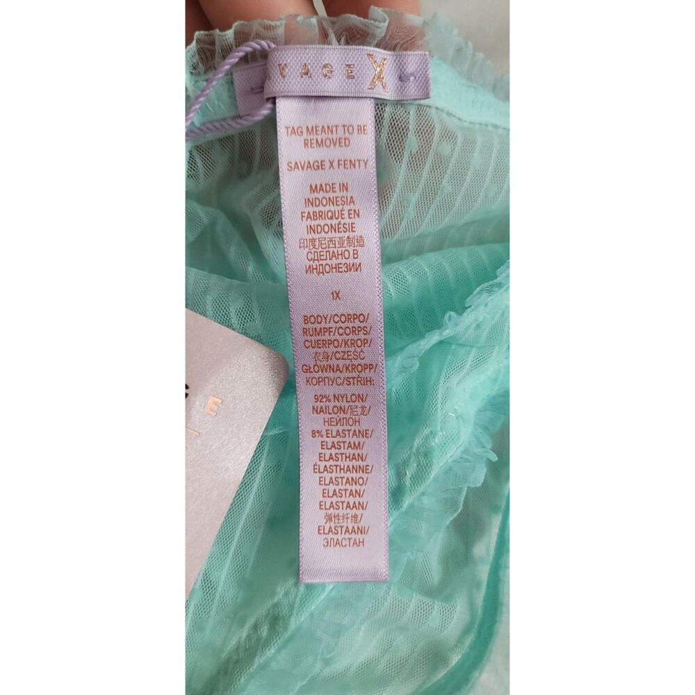 Savage X Fenty Back To The Boudoir Brazilian Cheeky Panty Womens Plus 1X Blue - Picture 7 of 8